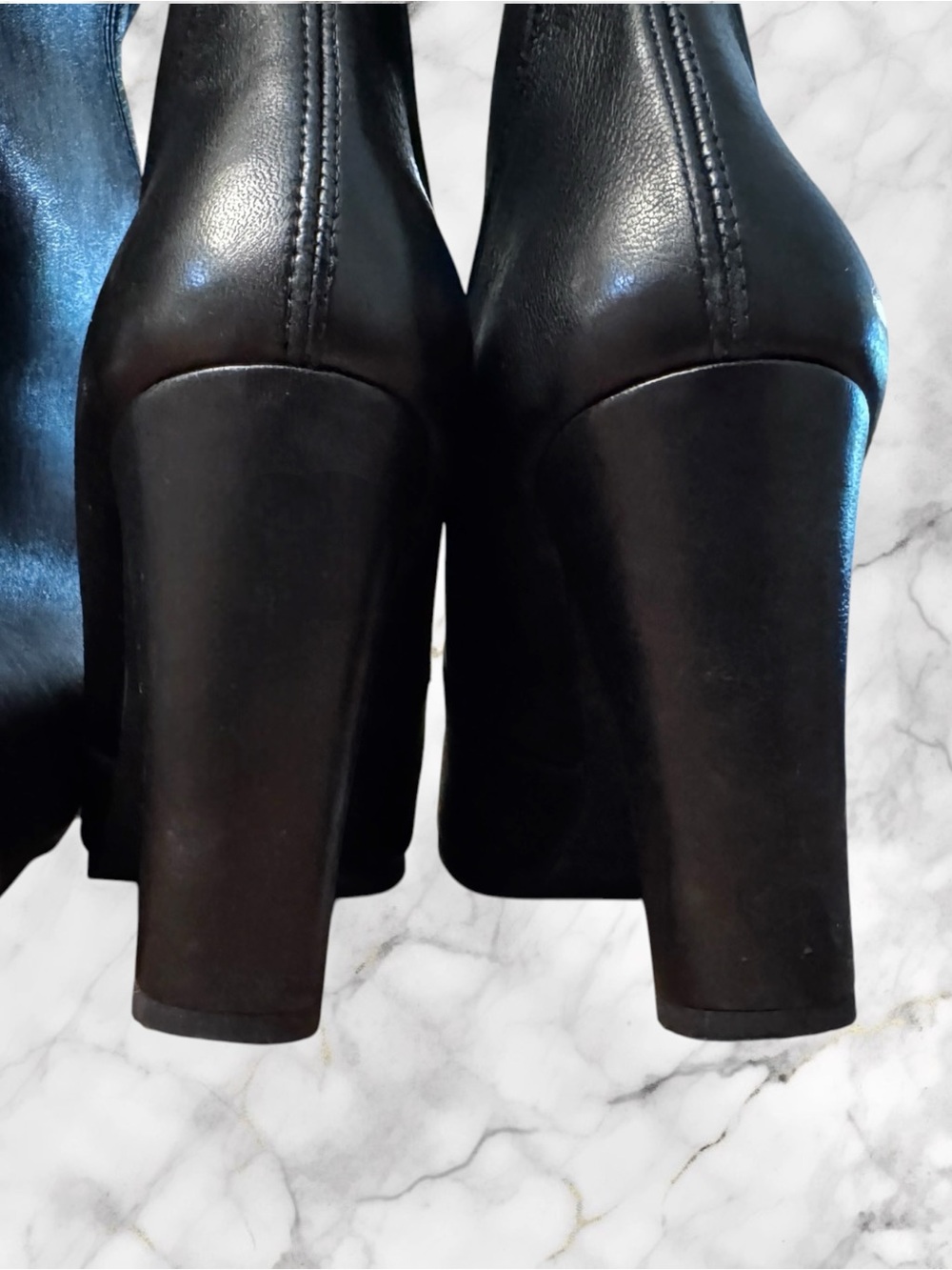 Stuart Weitzman Highland Black Plonge Stretch Leather Over-the-Knee Boots Sz 8.5 - Picture 12 of 13